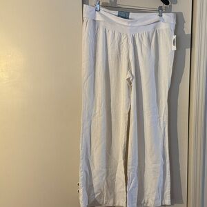 White Wide-Leg Linen Pants Pants